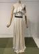 Ivory pleated one-shoulder gown/38-40
