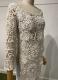 Ivory crochet leather details gown/40