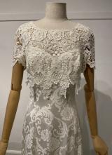 1980’s Ivory jacquard gown with lace top/34-36