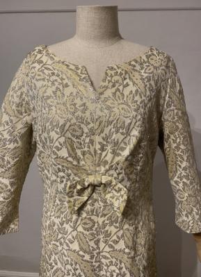 1960’s Cream silver brocade dress/38-40