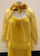 1930’s Yellow chiffon gown with cape/38