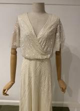 Cream beaded blouson gown/48