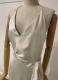 Ivory crepe satin gown with belt/40