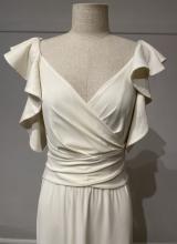 Ivory jersey gown with ruffles/36