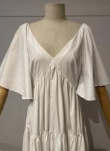 White cotton gown with big ruffle sleeves/36-38