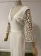Ivory crepe gown with lace sleeves/38