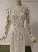 White guipure lace gown with long sleeves/36
