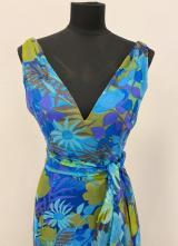 1960’s Blue floral chiffon gown/36