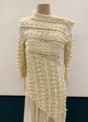 1930’s-style Cream knitted avantgarde dress/38