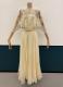 1970's Cream pleated chiffon gown/36-38