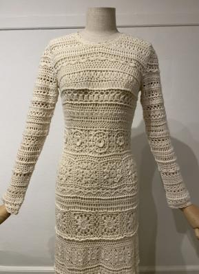 1980s Cream crochet gown/36