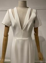 Ivory crepe cut out gown/36