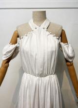 White off-shoulder halter neck gown/36