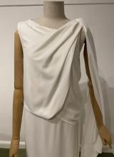 Ivory asymmetric draped gown/36-38