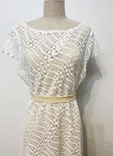 1930’s-style White crochet lace gown/40-42