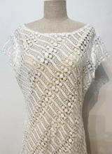1930’s-style White crochet lace gown with ruffles/40
