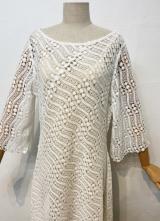 1930’s-style White crochet lace gown with sleeves/40