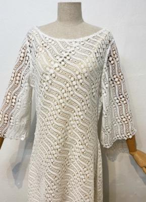 1930s-style White crochet lace gown with sleeves/40