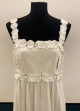 1990’s Ivory chiffon dress with lace appliques/36