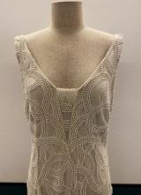 White grey pearl beaded gown/40