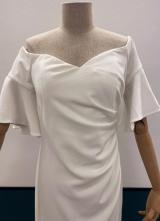 White off-shoulder gown with small sleeves/38