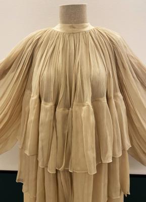 Khaki silk chiffon gown/38